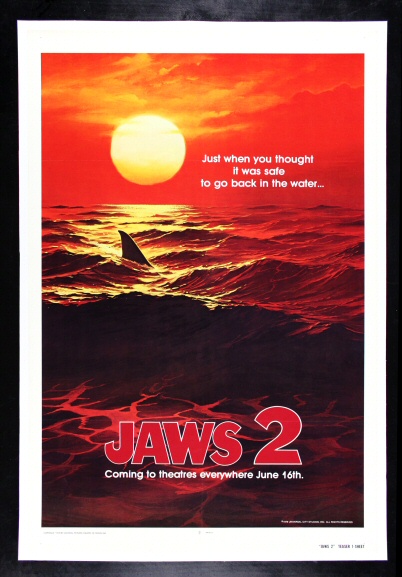 Jaws 2 Cinemasterpieces Shark Original Movie Poster Linen 1978 Red Ocean Ebay