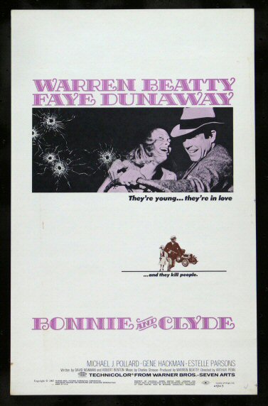 BONNIE AND CLYDE * CineMasterpieces ORIGINAL WINDOW CARD MOVIE POSTER 