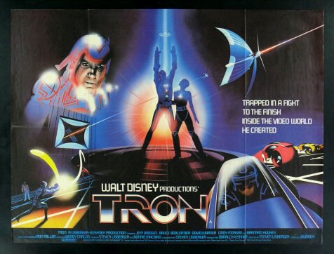 TRON * BRITISH QUAD ORIGINAL MOVIE POSTER 1982 SCI FI  