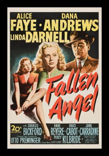 FALLEN ANGEL * 1SH ORIGINAL MOVIE POSTER 1945 FILM NOIR  