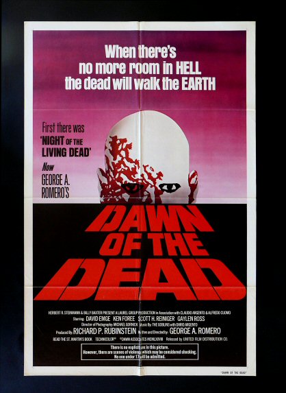 DAWN OF THE DEAD * 1SH ORIG MOVIE POSTER ZOMBIE HORROR  