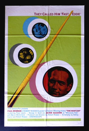 THE HUSTLER * 1SH MOVIE POSTER PAUL NEWMAN BILLIARDS  