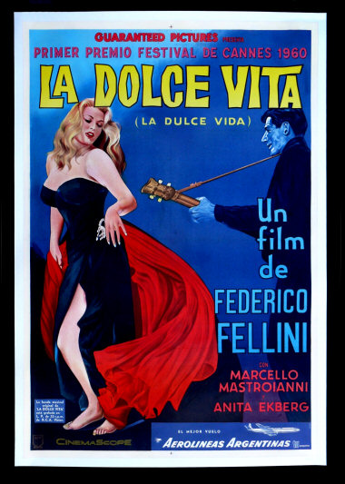 LA DOLCE VITA * ARGENTINA 1SH ORIG MOVIE POSTER LINEN  