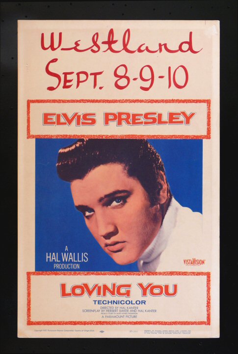 LOVING YOU *ORIG WINDOW CARD MOVIE POSTER ELVIS PRESLEY  