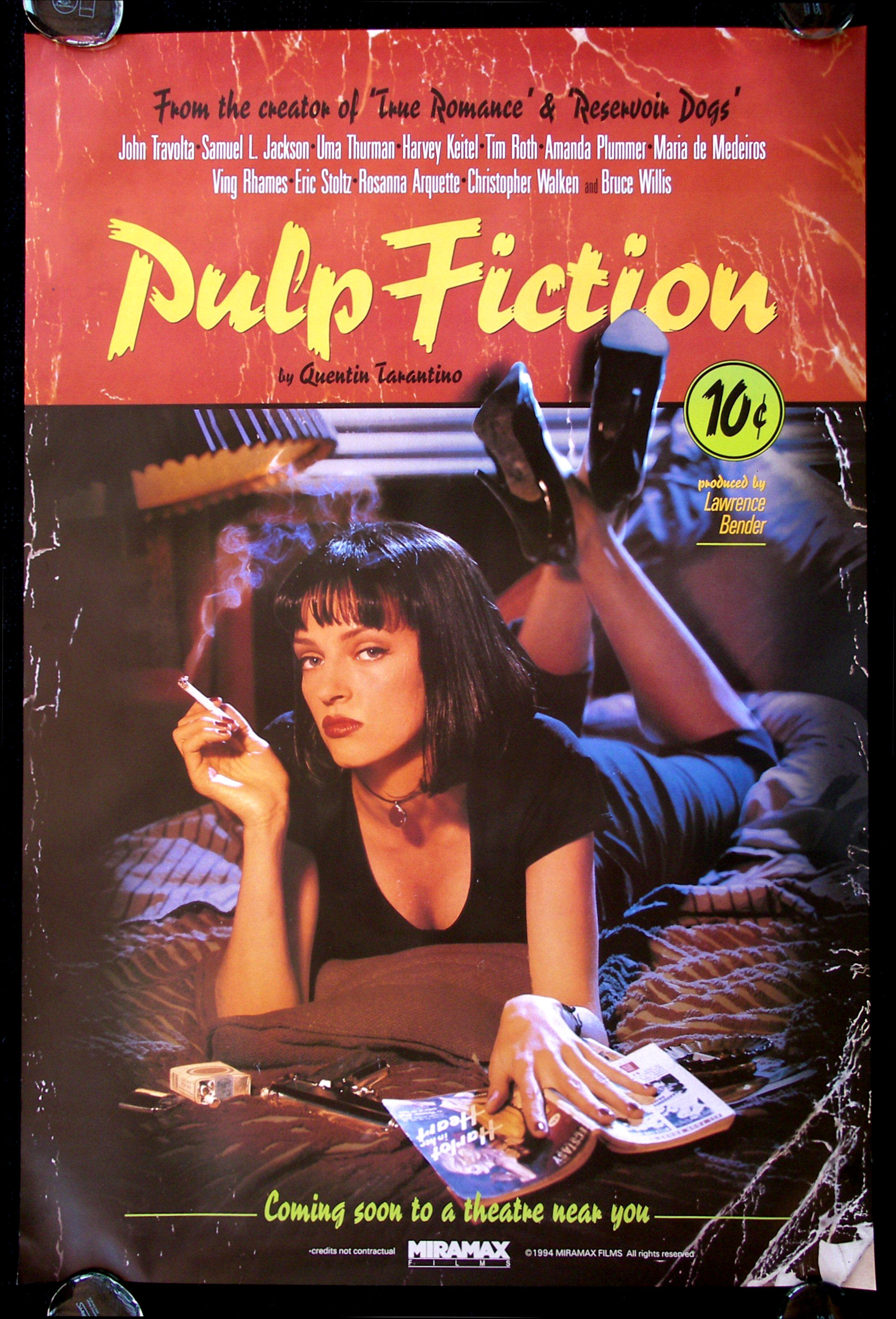 PULP FICTION, Original Tarantino Authenticated Movie Theater Poster For  Sale - Original Vintage Movie Posters