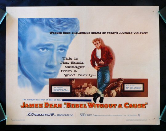 REBEL WITHOUT A CAUSE * HALF SH MOVIE POSTER JAMES DEAN  