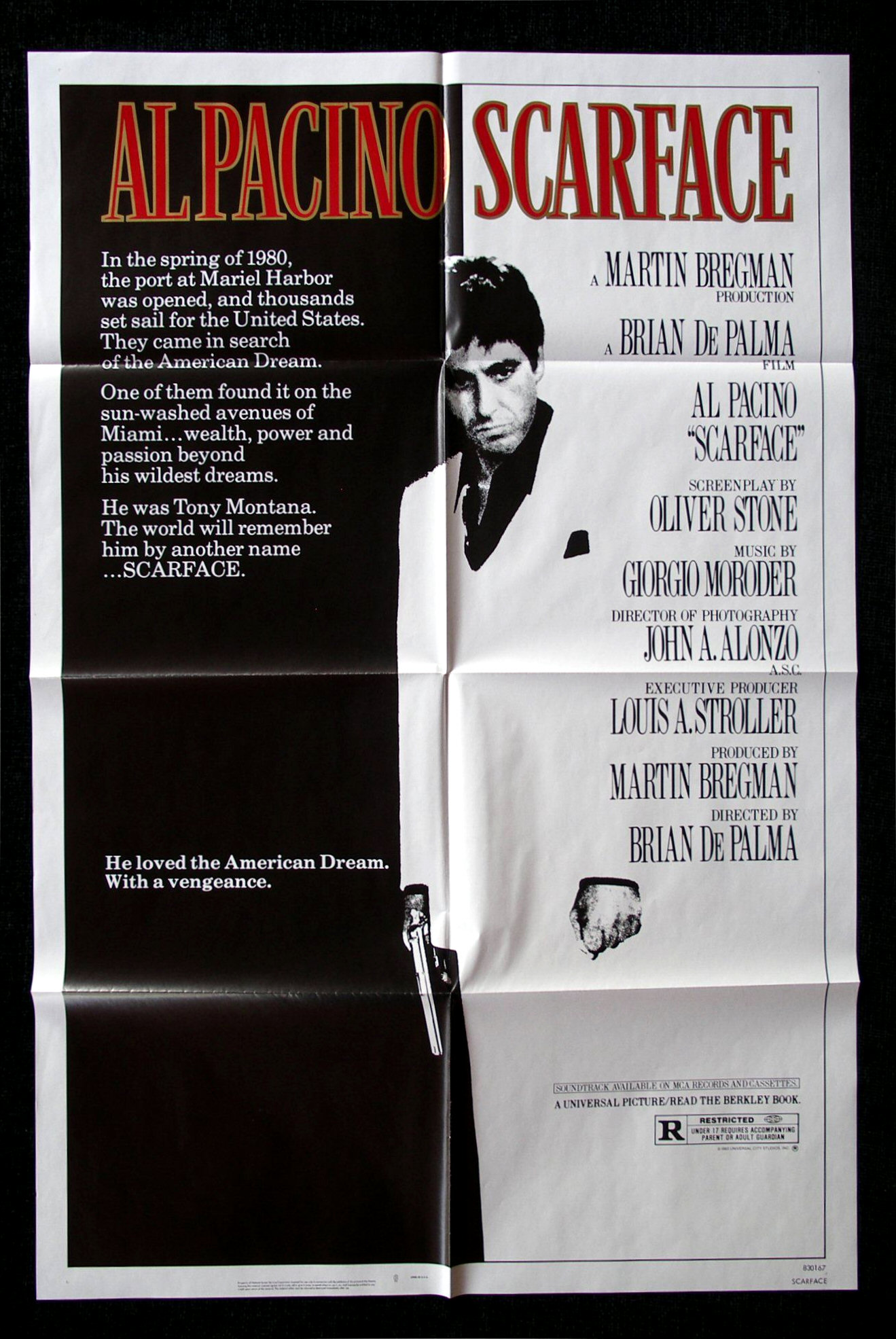 SCARFACE * 1SH ORIG MOVIE POSTER NM M 1983 AL PACINO  