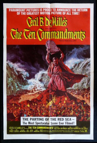 THE TEN COMMANDMENTS * 1SH ORIG MOVIE POSTER C8 1966R  